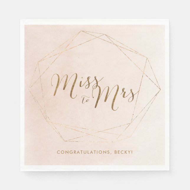 Frau Pink Gold Brautparty Party Napkins Serviette (Vorderseite)