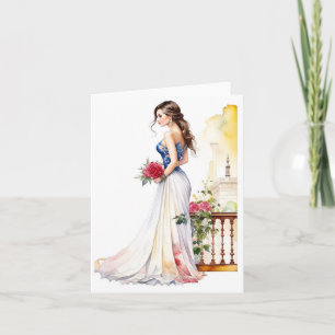 Frau Portrait G - Wasserfarben & Pen Karte