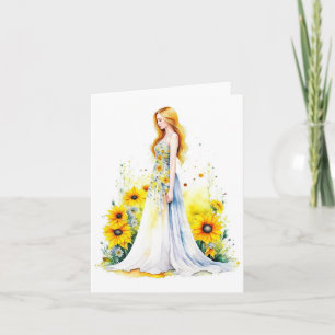 Frau Portrait K - Wasserfarben und Pen Karte