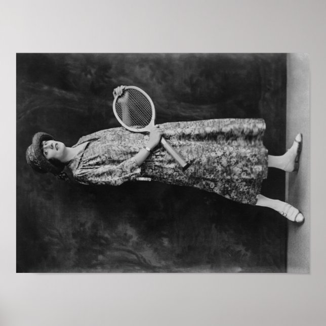Frau Posing mit Tennis Racket Fotografie Poster (Vorne)
