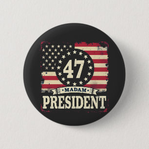 Frau Präsidentin, amerikanische Flagge 47 Harris W Button
