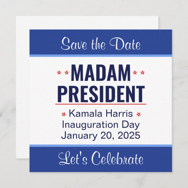 Frau Präsidentin Kamala Harris Einweihung Save The Date (Vorne/Hinten)
