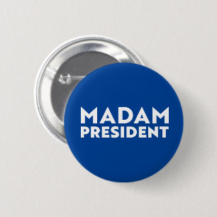 Frau Präsidentin, moderne Typografie weiß und blau Button