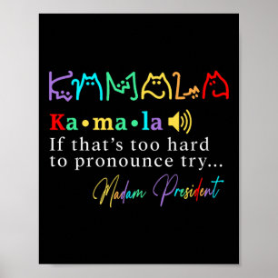 Frau Präsidentin Pro Kamala Harris Colorful Cat Ty Poster