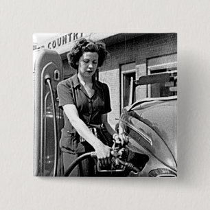 Frau Pumping Gas Vintag Louisville Kentucky Button
