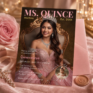 Frau Quince Elegant Pink Fünfzehnte Feier Einladung