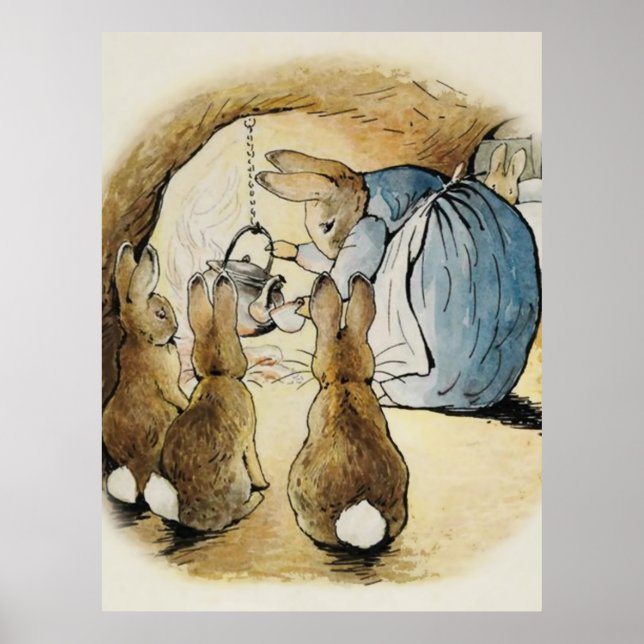 Frau Rabbit Pours Tea von Beatrix Potter Poster (Vorne)