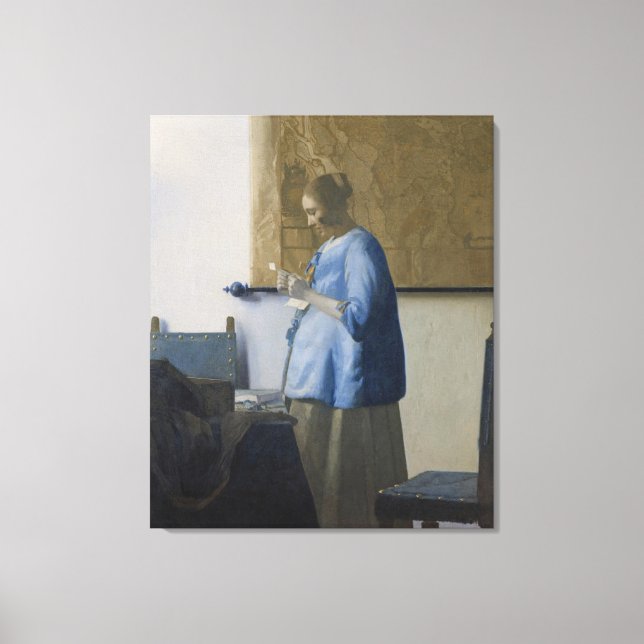 Frau Reading a Letter, c.1662-63 (Öl auf Leinwand) Leinwanddruck (Vorderseite)