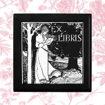 Frau Reading Art Nouveau Erinnerungskiste<br><div class="desc">Frauen lesen Jugendstil Ex Libris</div>