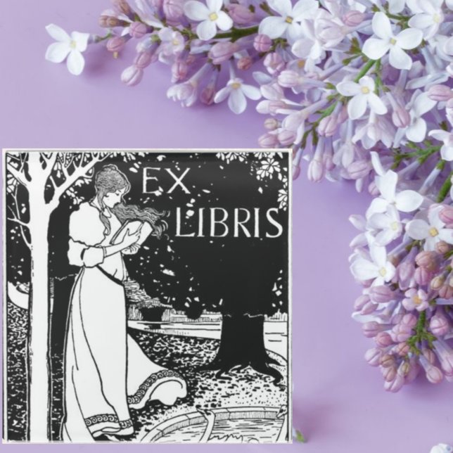 Frau Reading Art Nouveau Glasuntersetzer (Von Creator hochgeladen)