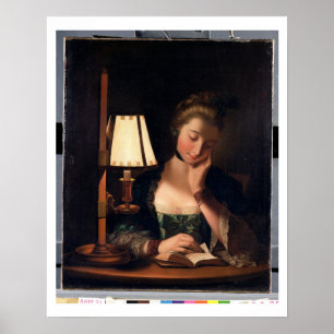 Frau Reading by a Paper-bell Shade, 1766 (Öl auf Poster