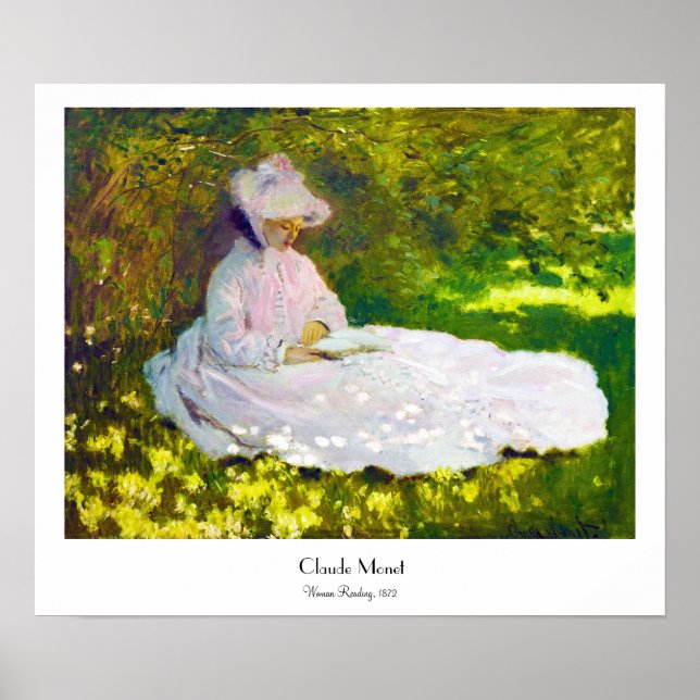 Frau Reading Claude Monet Poster (Vorne)