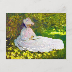 Frau Reading Claude Monet Postkarte
