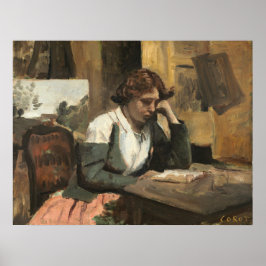 Frau Reading - Jean-Baptiste- Corot Fine Art Poster