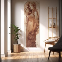 Frau Red Crayon Studie Alphonse Mucha Art Nouveau