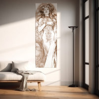 Frau Red Crayon Studie Alphonse Mucha Art Nouveau