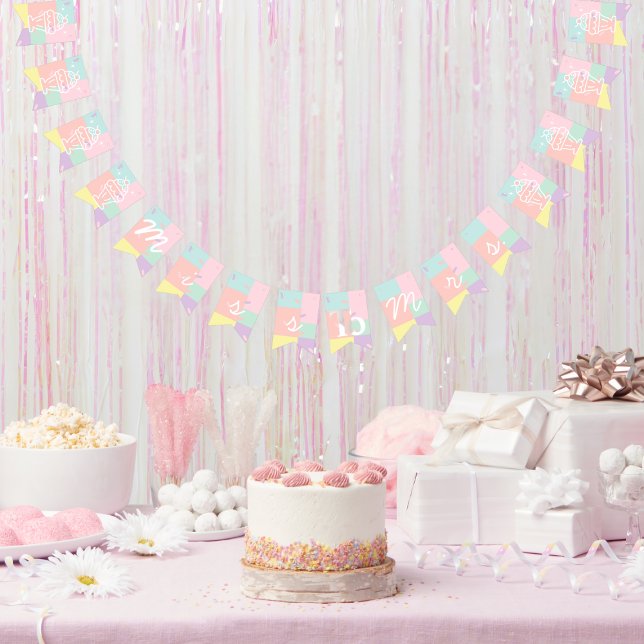 Frau Retro Ice Cream Brautparty Wimpelkette (Miss to Mrs. Retro Ice Cream Bridal Shower Bunting Flags)