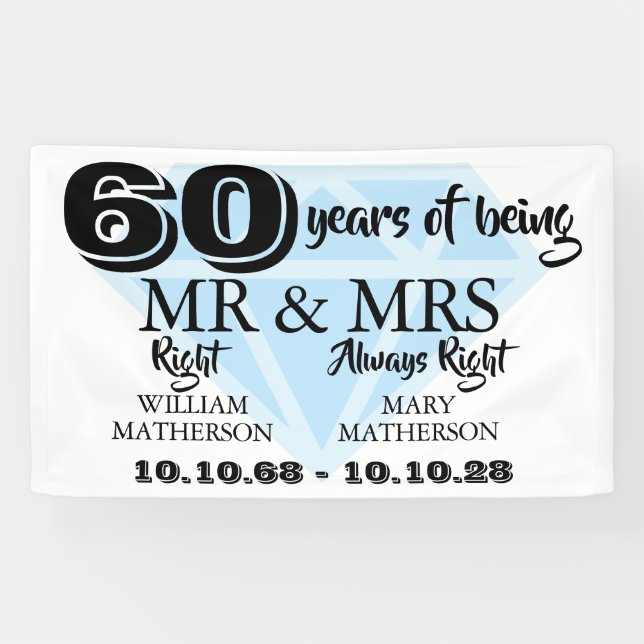 Frau Right Fun Diamond 60. Hochzeitstag Banner (Horizontal)