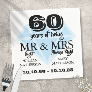 Frau Right Fun Diamond 60. Hochzeitstag Serviette
