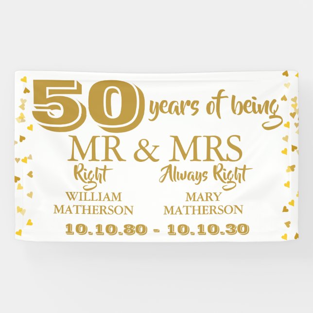Frau Right Fun Golden 50. Hochzeit Banner (Horizontal)
