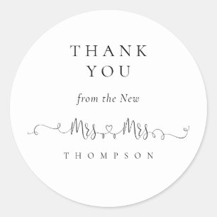 Frau Ring Heart Script Lesbian Wedding Danke Runder Aufkleber