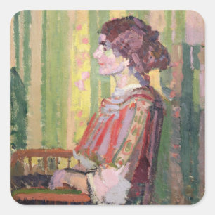 Frau Robert Bevan, c.1913 (Öl auf Leinwand) Quadratischer Aufkleber