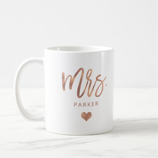 Frau | Rose Gold Script mit Herz Kaffeetasse (Links)