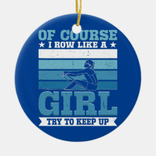 Frau Rowing Girl Keramik Ornament