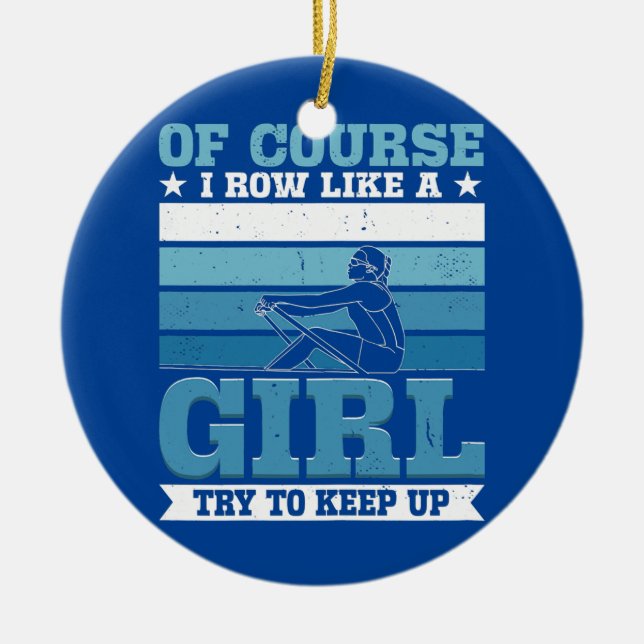 Frau Rowing Girl Keramik Ornament (Vorne)