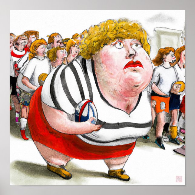 Frau Rugby Player - Rugby-Malerei Poster (Vorne)