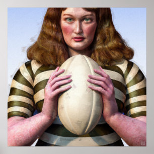 Frau Rugby Player - Rugby-Malerei Poster
