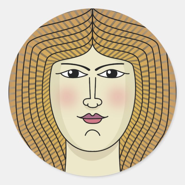 Frau Runder Aufkleber (Vorderseite)