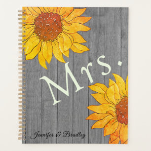 Frau Rustic Wood Grey Yellow Sunflower Planer