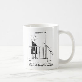 Frau sagt: "Du hast got, zur Schule zu gehen." Kaffeetasse