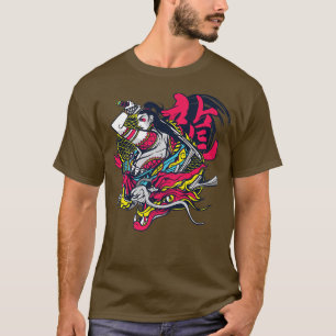 Frau Samurai Kriegerin mit Dragon l Japanischer Gr T-Shirt