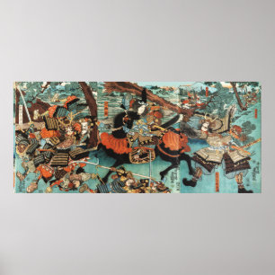 FRAU SAMURAI TOMOE GOZEN HORSEBACK IM KAMPF POSTER