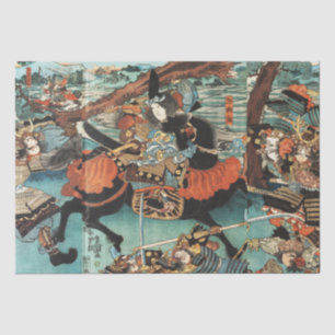FRAU SAMURAI TOMOE GOZEN HORSEBACK IM KAMPF SEIDENPAPIER