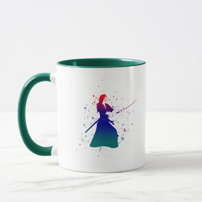 Frau Samurai Warrior mit Schwert Tasse (Links)
