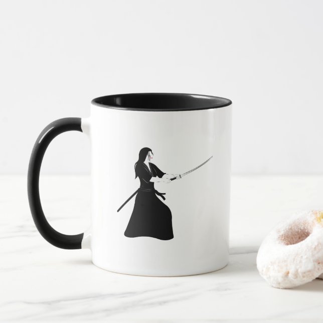 Frau Samurai Warrior mit Schwert Tasse (Mit Donut)