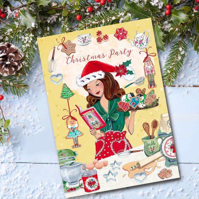 Frau Santa Chirstmas Nutcracker Cookies Küche Einladung (Mrs Santa Chirstmas Nutcracker Cookies Kitchen Invitation)