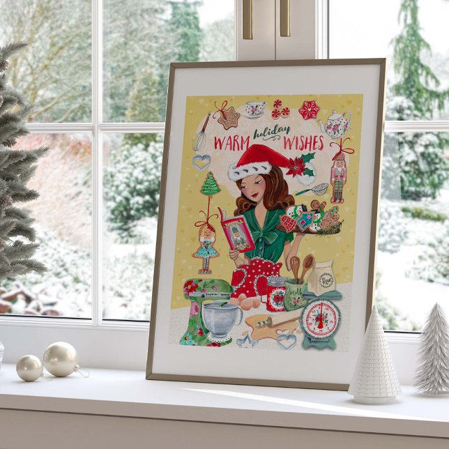Frau Santa Chirstmas Nutcracker Cookies Küche Poster (Mrs Santa Chirstmas Nutcracker Cookies Kitchen Poster)