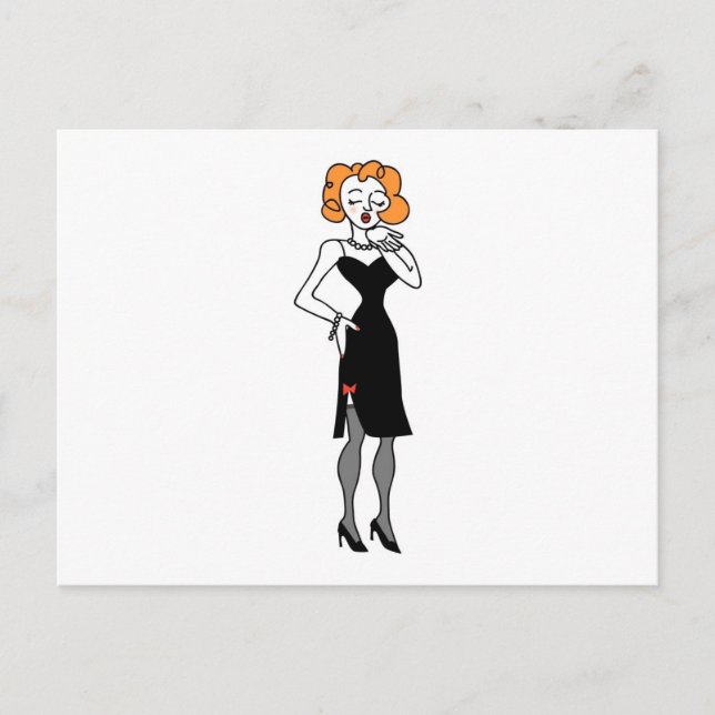 Frau schlägt einen Kuss Postkarte (Vorderseite)