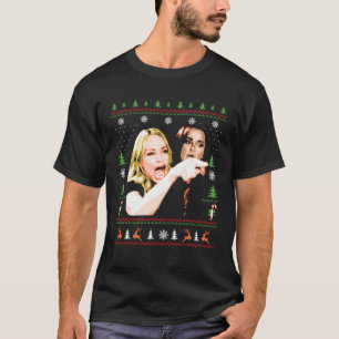 Frau schreien bei Cat Meme Ugly Christmas T-Shirt