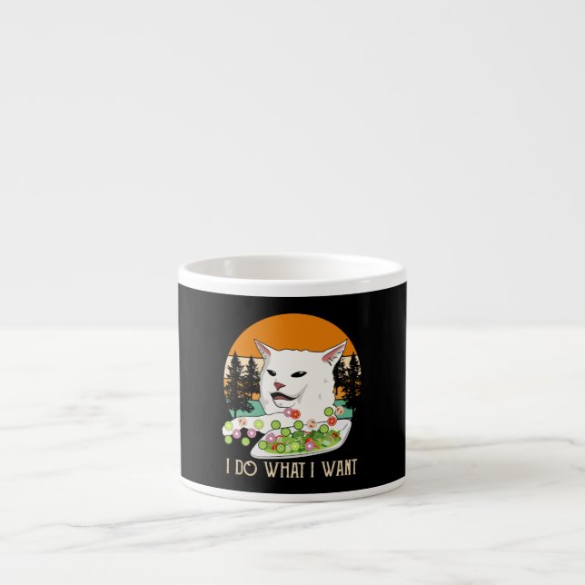 Frau schreiend bei Cat Meme, Cat Meme Espressotasse (Vorderseite)