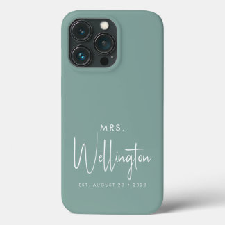 Frau Script Green Custom Bride Name Newlywed Case-Mate iPhone Hülle