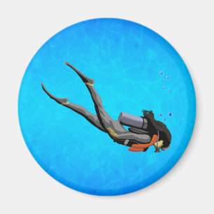 Frau SCUBA Diving Magnet
