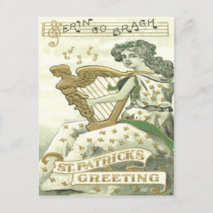 Frau Shamrock Harfe von Erin Noten Postkarte