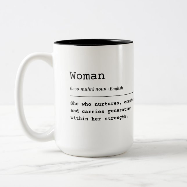 Frau - sie, die Generationen trägt Zweifarbige Tasse (Links)