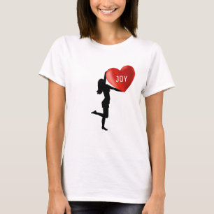 Frau Silhouette mit großem Herzen T-Shirt