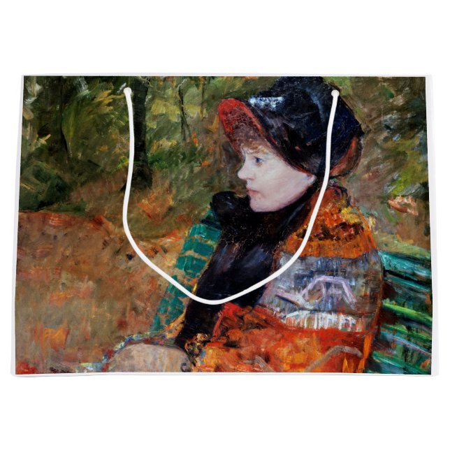 Frau sitzt auf der Bank, Mary Cassatt Große Geschenktüte (Vorderseite)